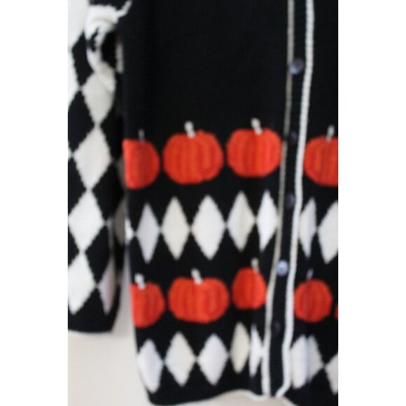 VTG Marisa Cristina Halloween Pumpkin Cardigan Sweater Diamonds Size Small - Picture 3 of 9